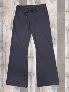 TWISTED HEART Dark Gray Ponte Wide Leg Flare Track Pants with Drawstring Waist